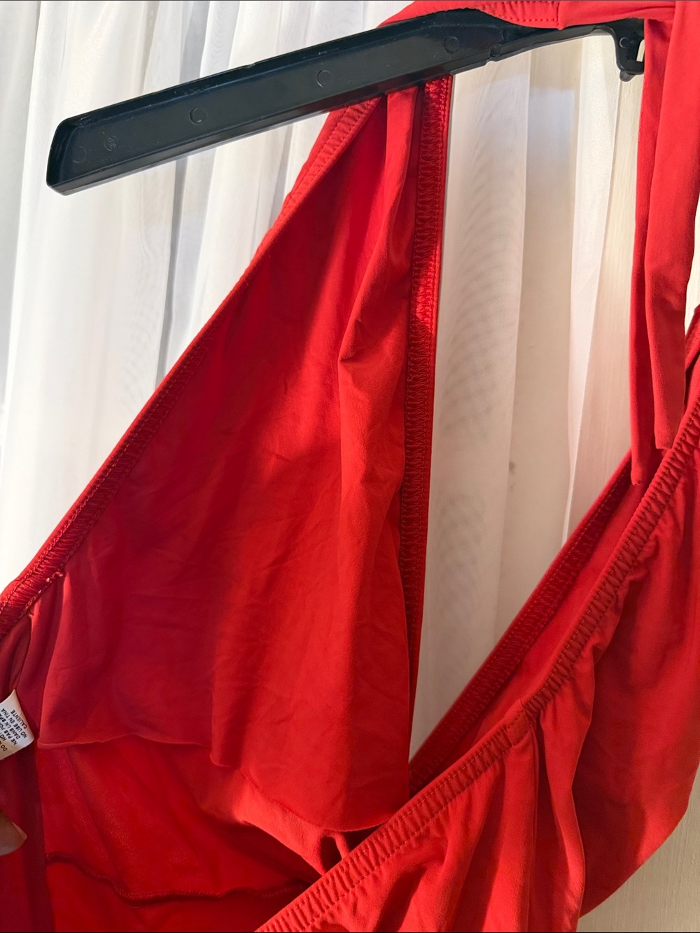 Karla Colletto Red Halter Plunge Twist Front One Piece Swimsuit Size 10 - Picture 5 of 8